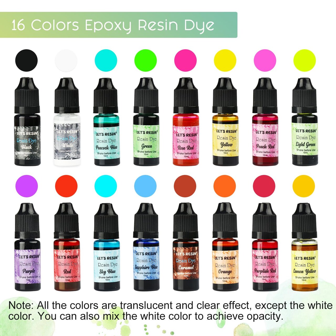 Epoxy Resin Paint Pigment 16 Color Concentrated Liquid Epoxy Resin Dye, Colorant for Resin Coloring, Resin Jewelry, Resin Art Crafts DIY Making (Each 0.35oz)